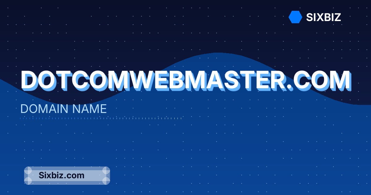 dotcomwebmaster.com - Premium Domain Name For Sale